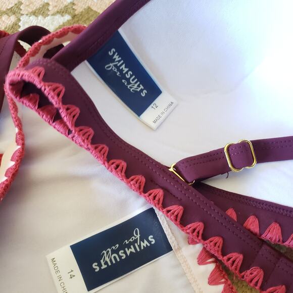 Swimsuits for All Maroon 2 Piece Bikini Sz 12/14 - Picture 3 of 5